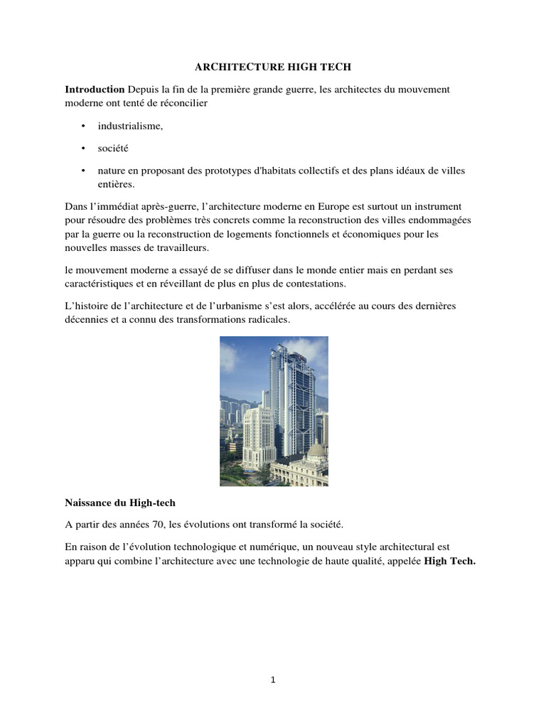 Architecture High-Tech : Définition et Caractéristiques | PDF ...