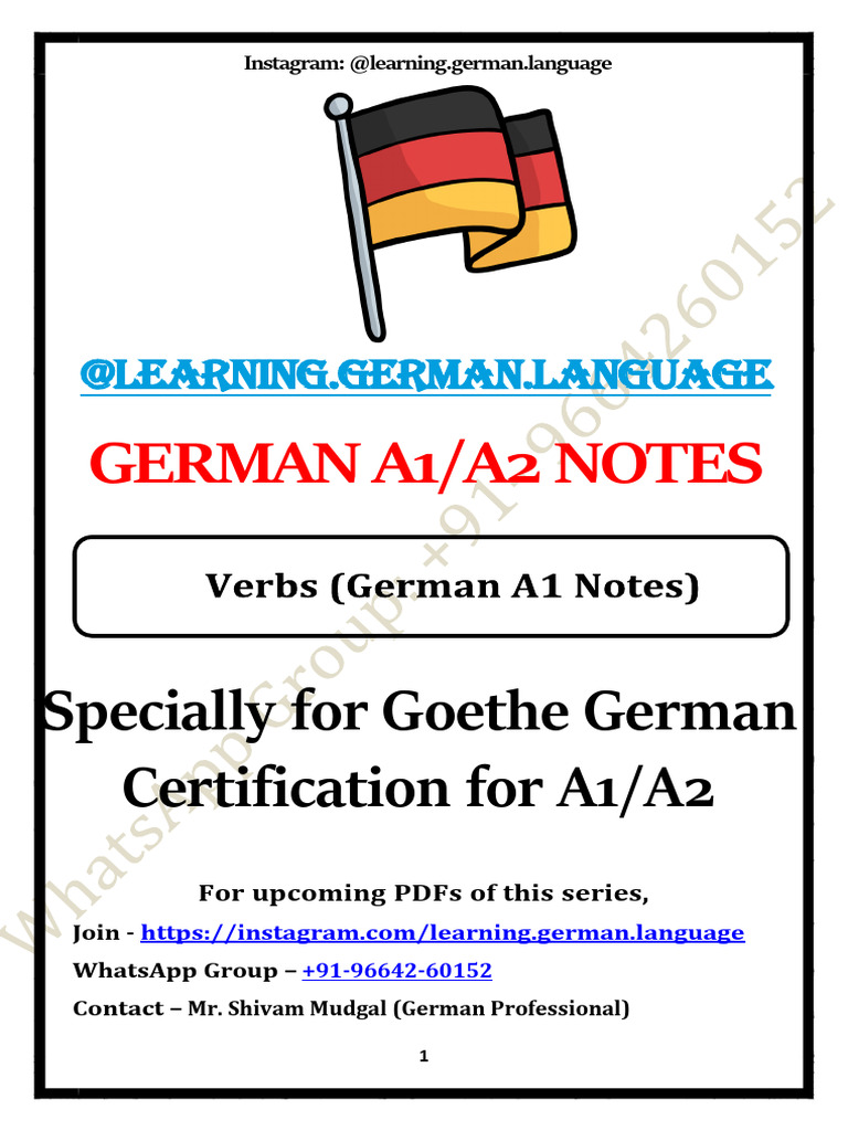 German A1 Notes - Verbs | PDF