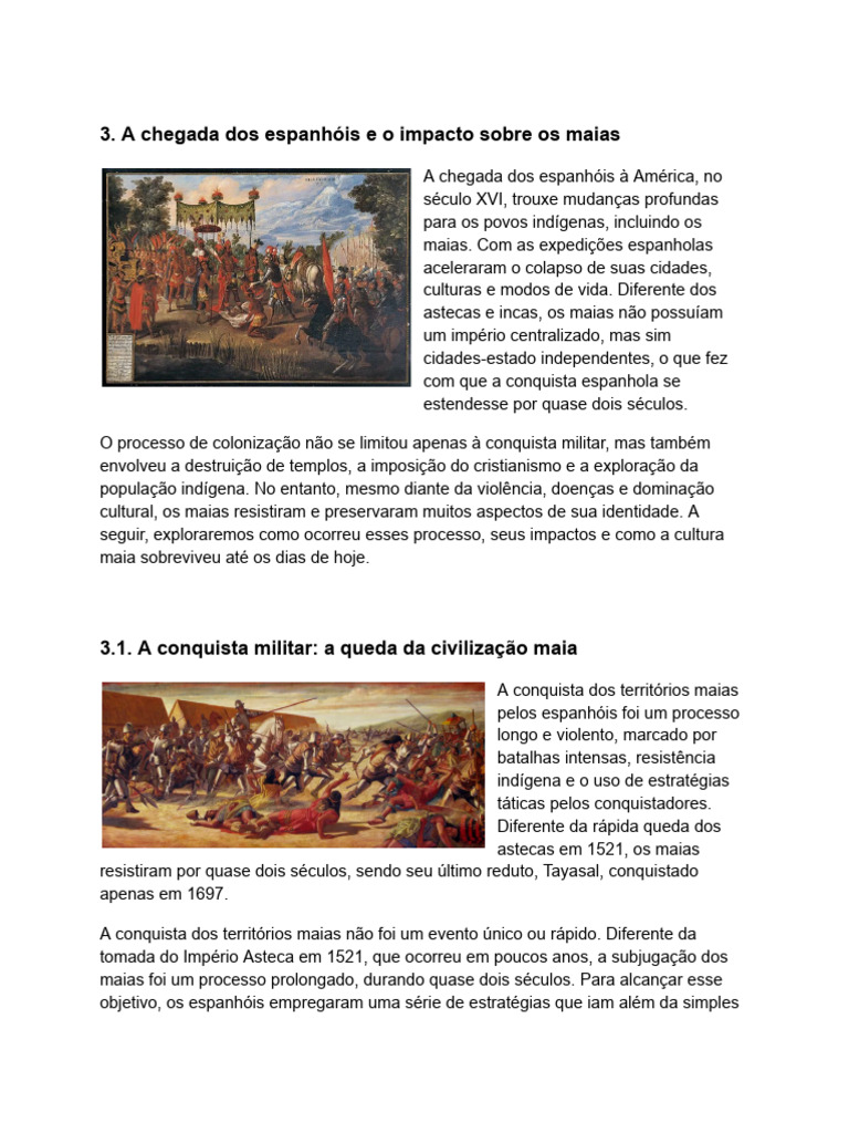 Impacto da Conquista Espanhola nos Maias | PDF | Civilização Maia ...