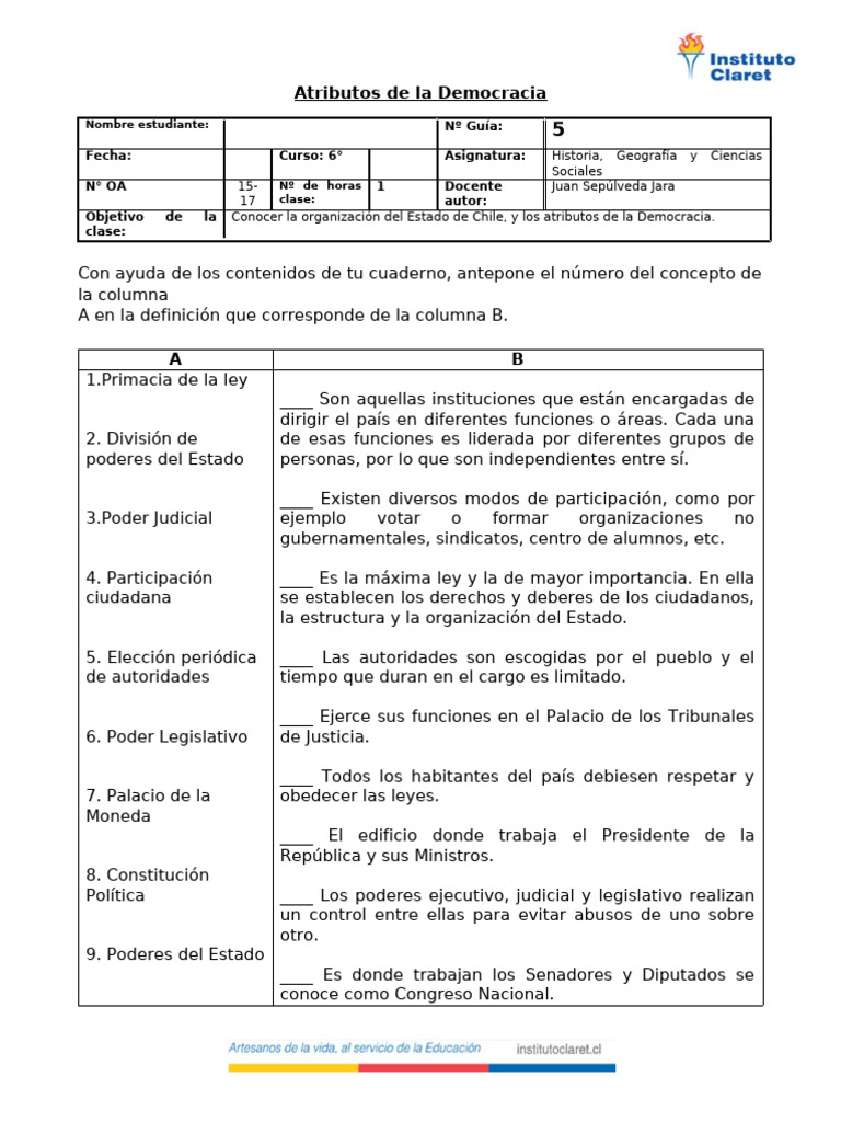 Atributos Clave de la Democracia en Chile | PDF | Separación de poderes ...