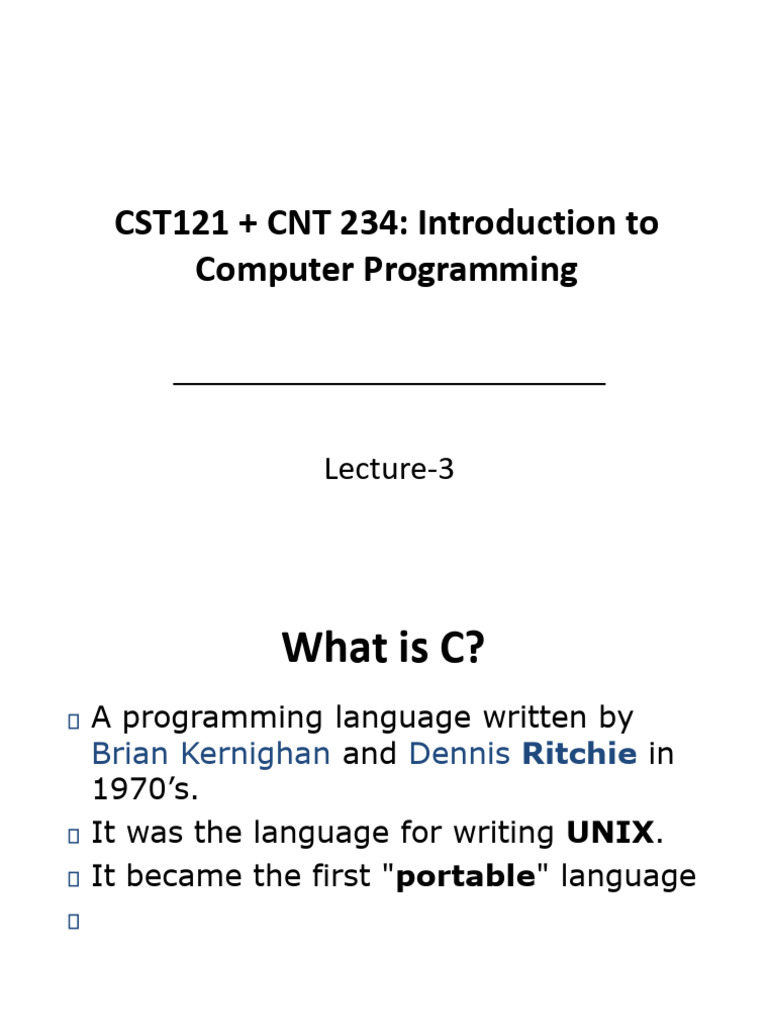 Introduction to C Programming Language | PDF | Programming | Computer ...