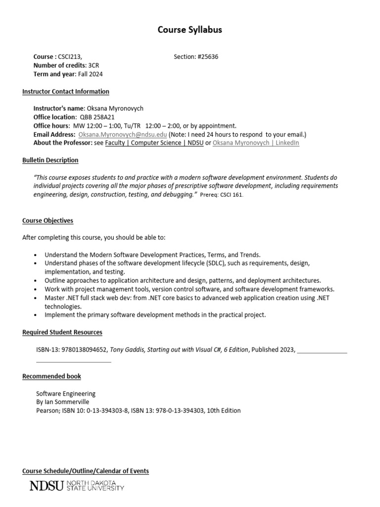 Modern Software Development Syllabus | PDF | Academic Dishonesty ...