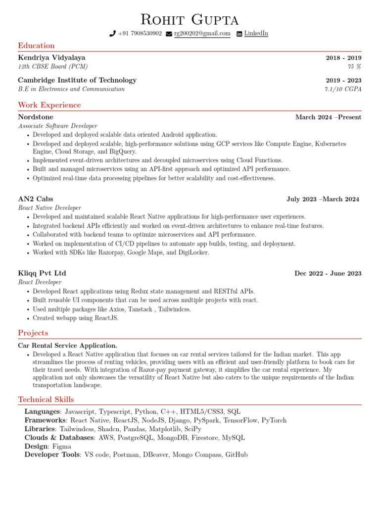 Rohit Gupta: Software Developer Resume | PDF | Cloud Computing | Mobile App