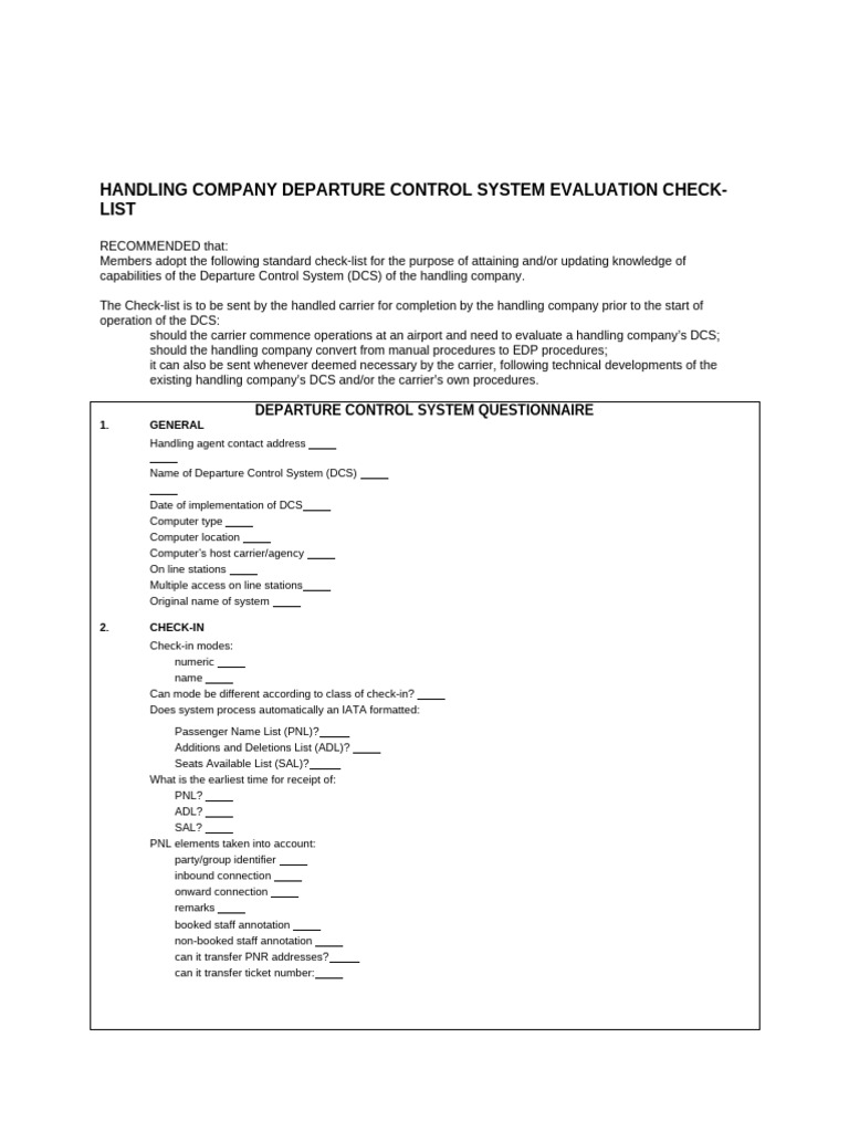 AHM722_Handling_Company_DCS_Checklist | PDF | Aviation