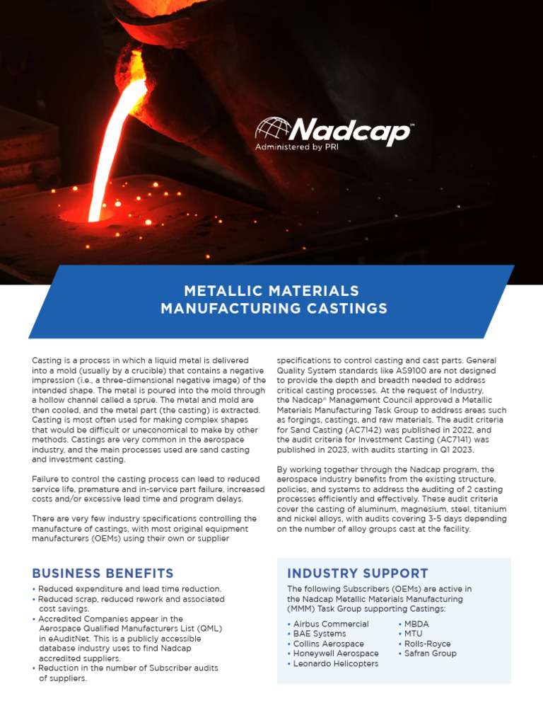 Nadcap Casting Audit Criteria Overview | PDF | Industrial Processes ...
