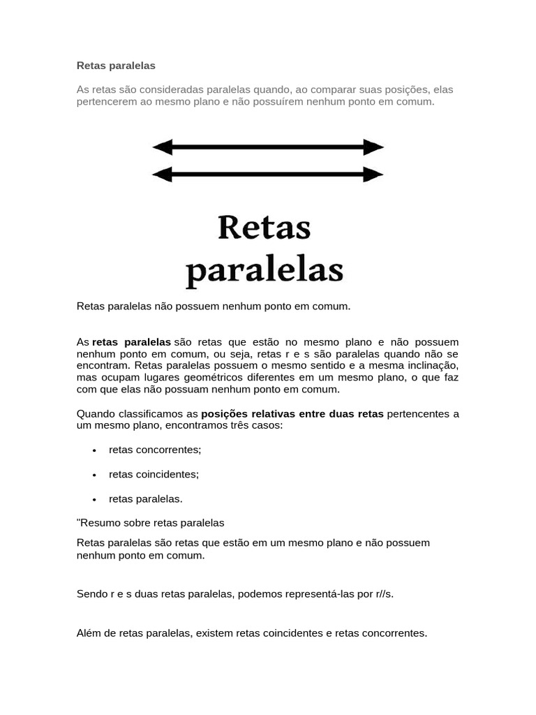 Retas paralelas | PDF | Linha (Geometria) | Geometria