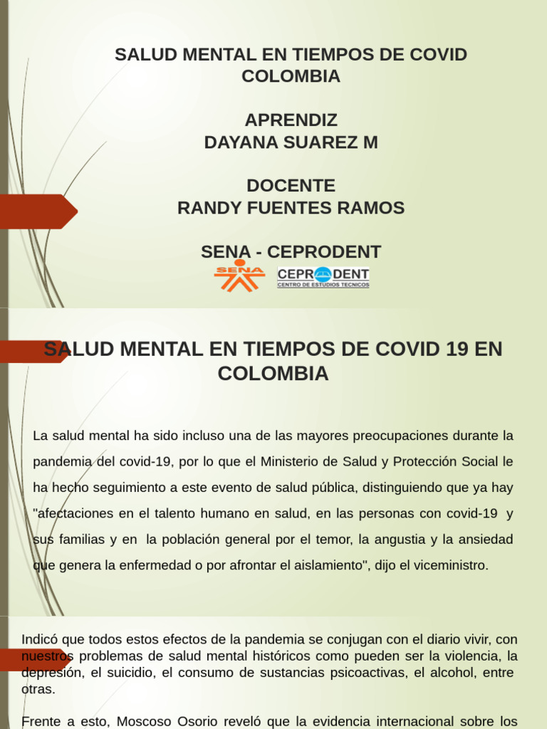 Salud Mental en Tiempos de Covid Colombia | PDF