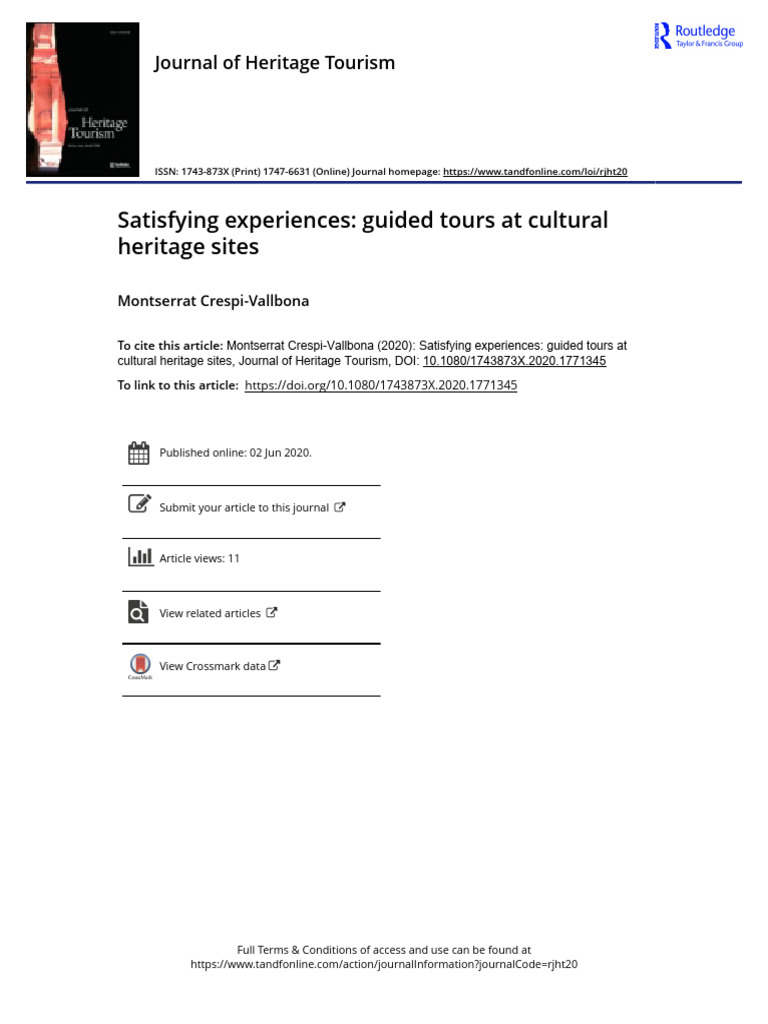 Satisfying Experiences Guided Tours at Cultural Heritage Sites | PDF ...