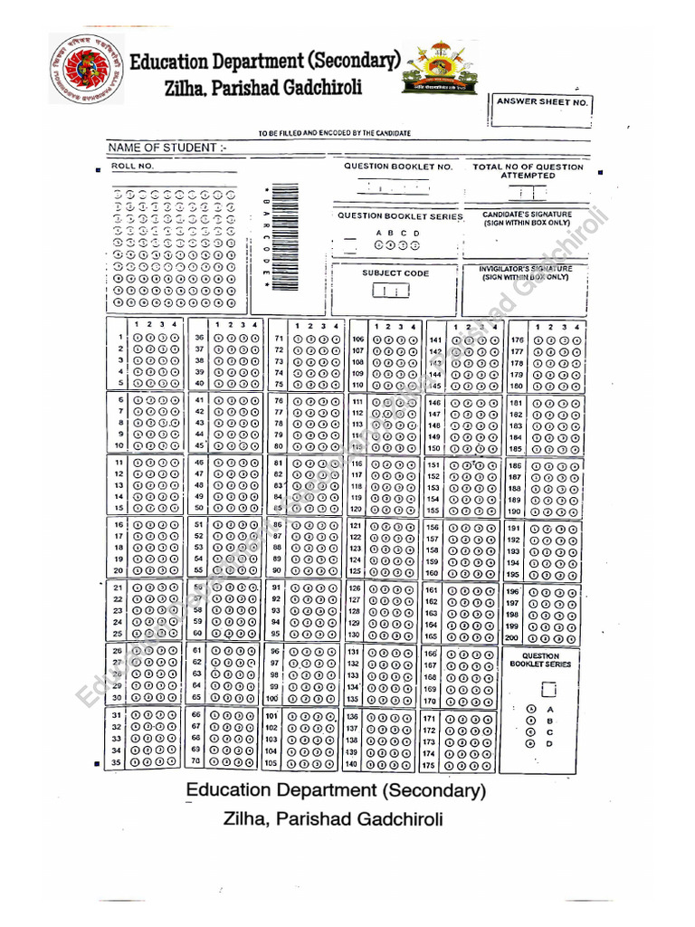 Omr Sheet Mht-Cet-Neet | PDF