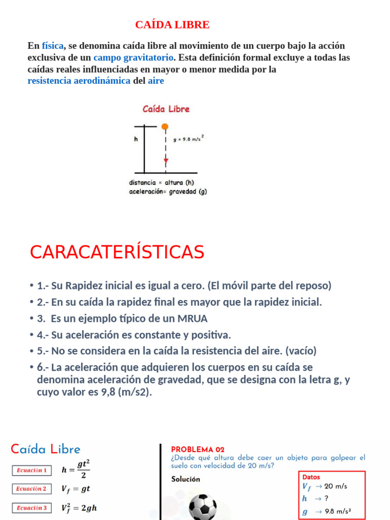 Definición y Ejemplos de Caída Libre | PDF