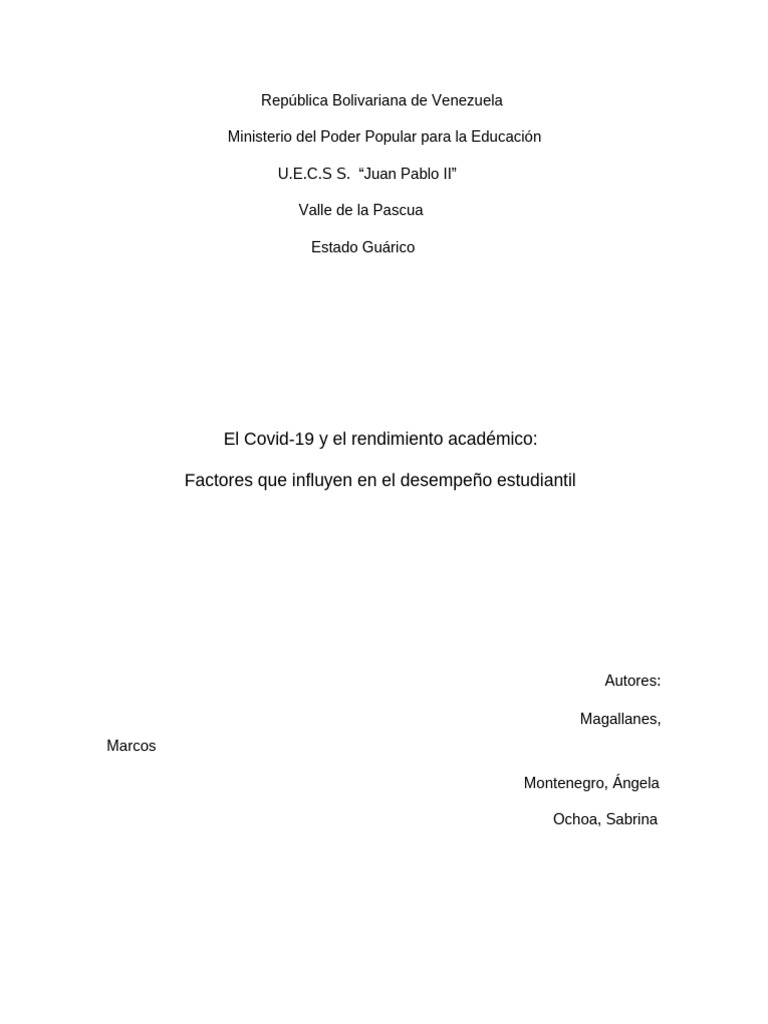 Impacto del Covid-19 en el rendimiento escolar | PDF