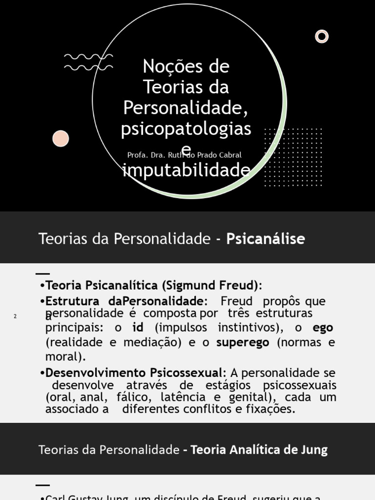 Aula 6 Nocoes de Personalidade Psicopatologias e Imputabilidade Ruth ...