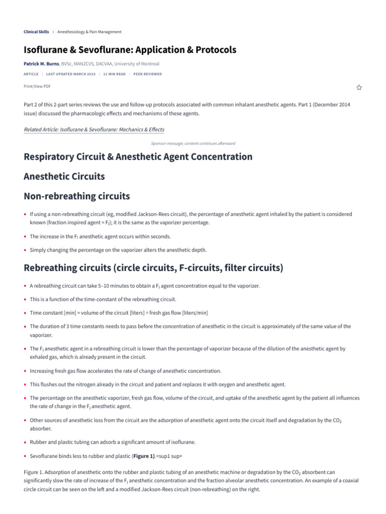Anesthetic Protocols: Isoflurane & Sevoflurane | PDF | Anesthesia ...