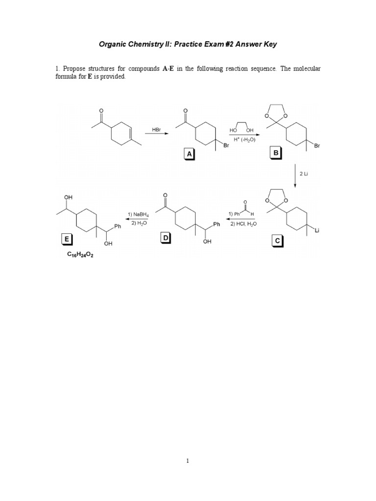 Organic Chemistry II Exam 2 Solutions | PDF | Aldehyde | Alcohol