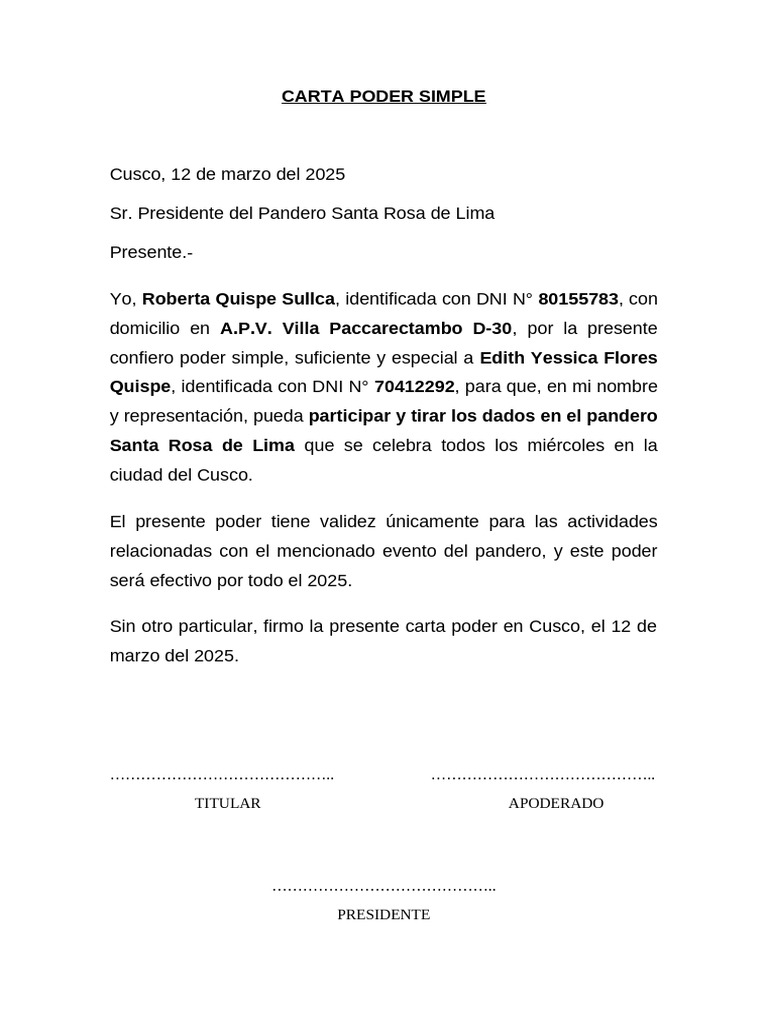 Carta Poder Simple | PDF