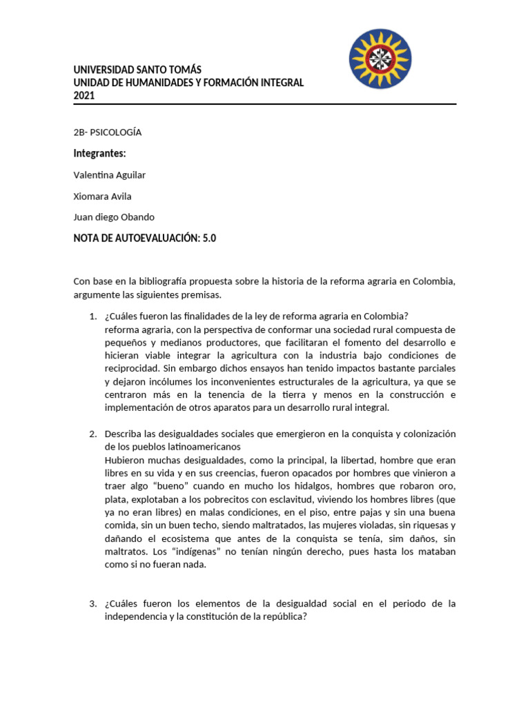 Historia de La Desigualdad Rural en Colombia - 2021 | PDF | Reforma ...