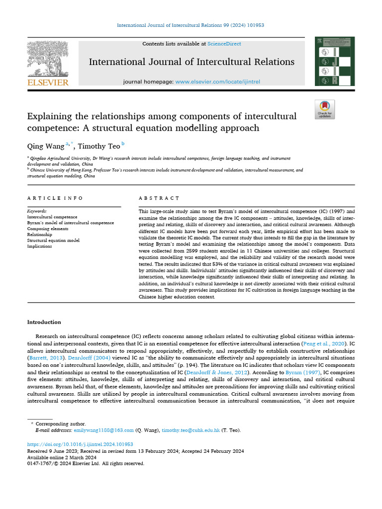 Intercultural Competence Model Analysis | PDF | Attitude (Psychology ...