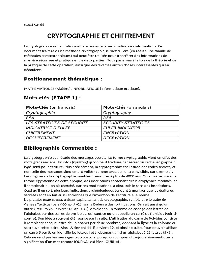 Méthodes de Cryptographie RSA | PDF | Cryptographie | Cryptage