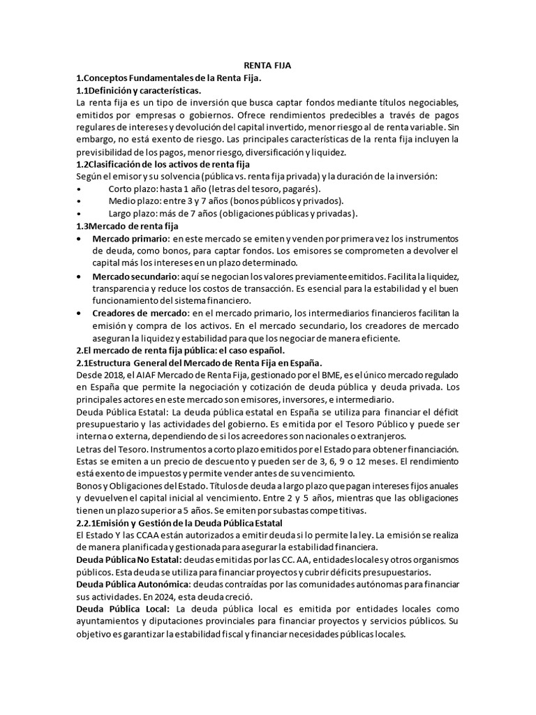 Guía Completa sobre Renta Fija en España | PDF | Renta Fija | Deuda ...