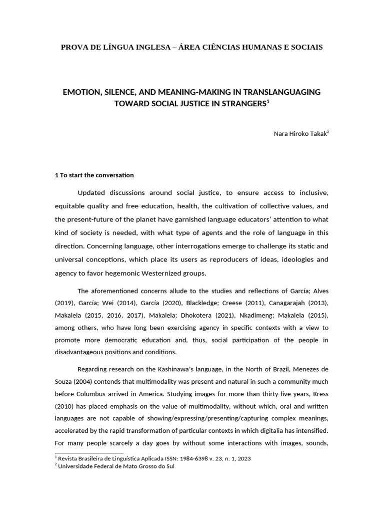 Translanguaging and Social Justice Insights | PDF | Knowledge | Emotions