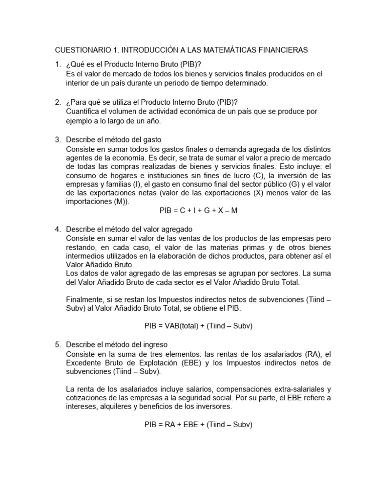 Introducción a Matemáticas Financieras | PDF | Producto Interno Bruto ...