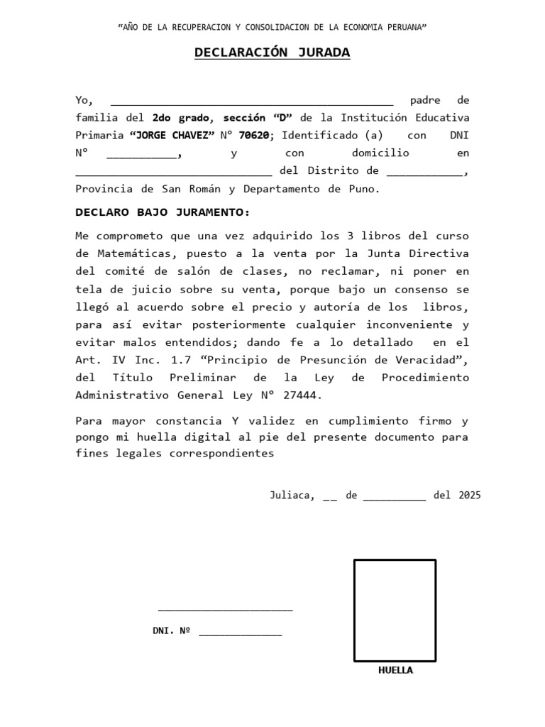 Declaracion Jurada de Compromiso Simion | PDF