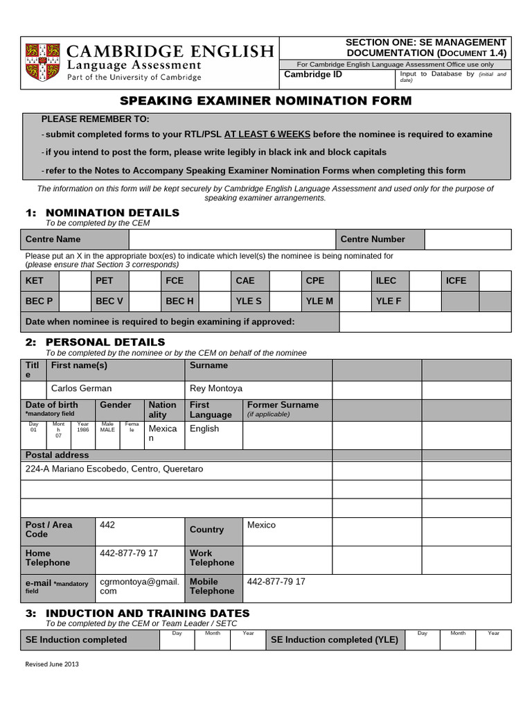 SE Nomination Form-With Guiding Comments | PDF | Lesson Plan | English ...