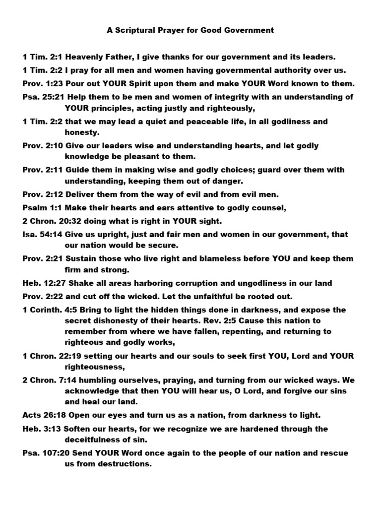 Prayer for Righteous Government Leadership | PDF | Jesus | Abrahamic ...