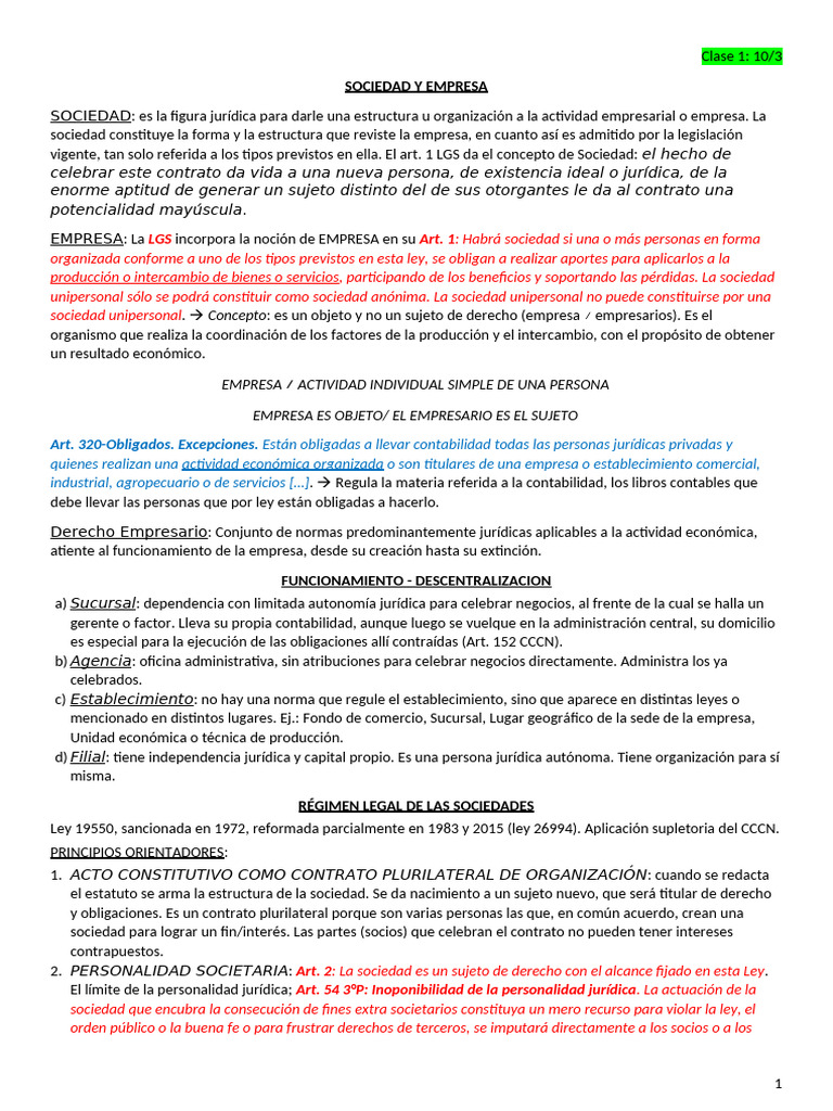 Estructura y Tipos de Sociedades Empresariales | PDF | Sociedad de ...