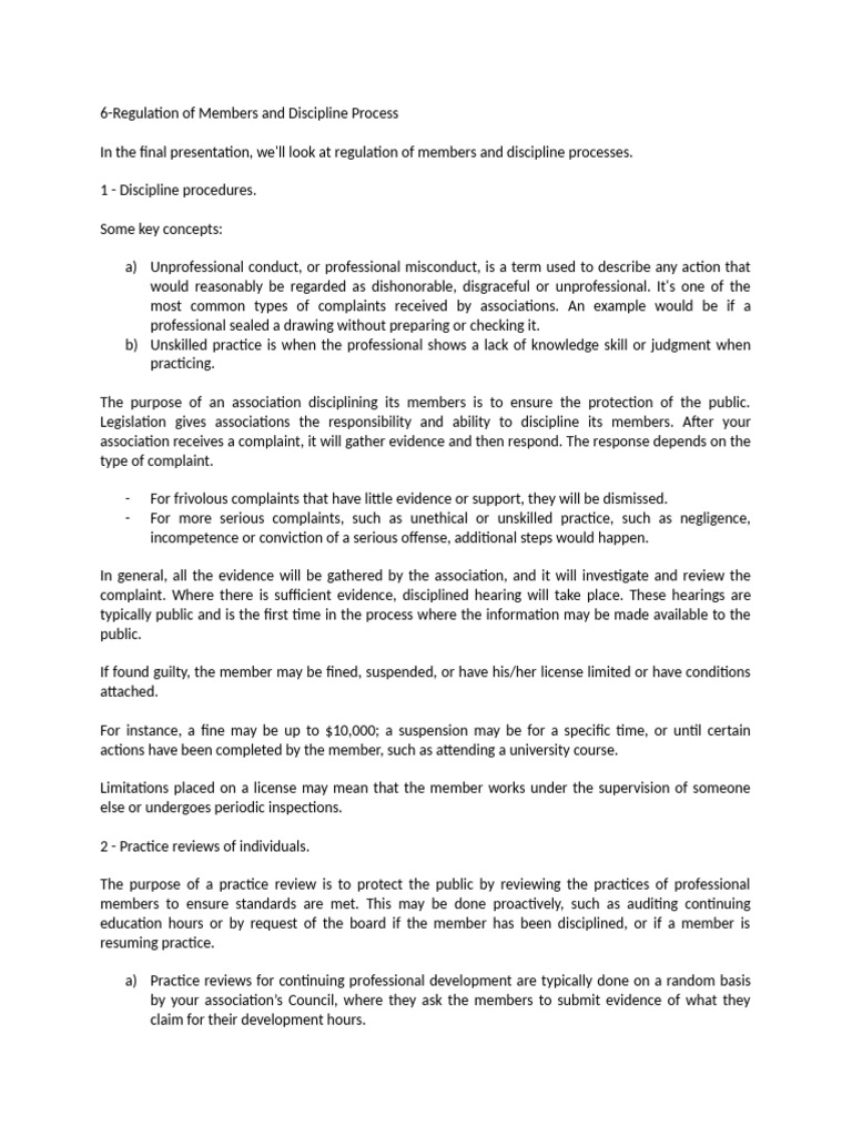6-Regulation of Members and Discipline Process | PDF | Complaint | Evidence