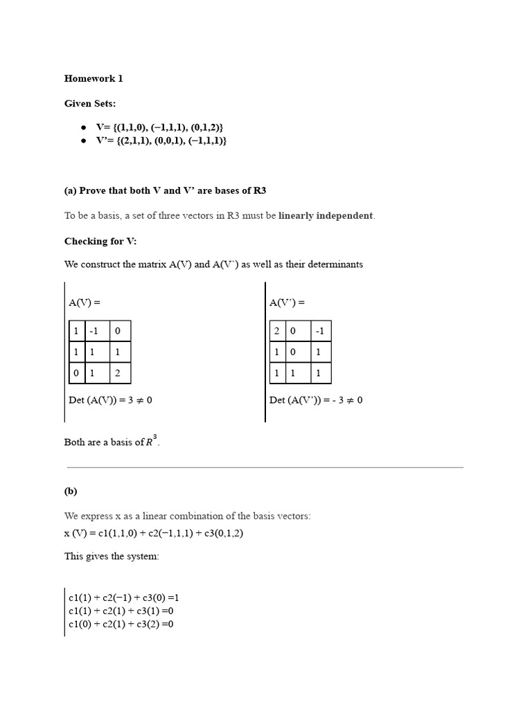 Ignacio Sauca, B, Algebra - Homework 1 | PDF