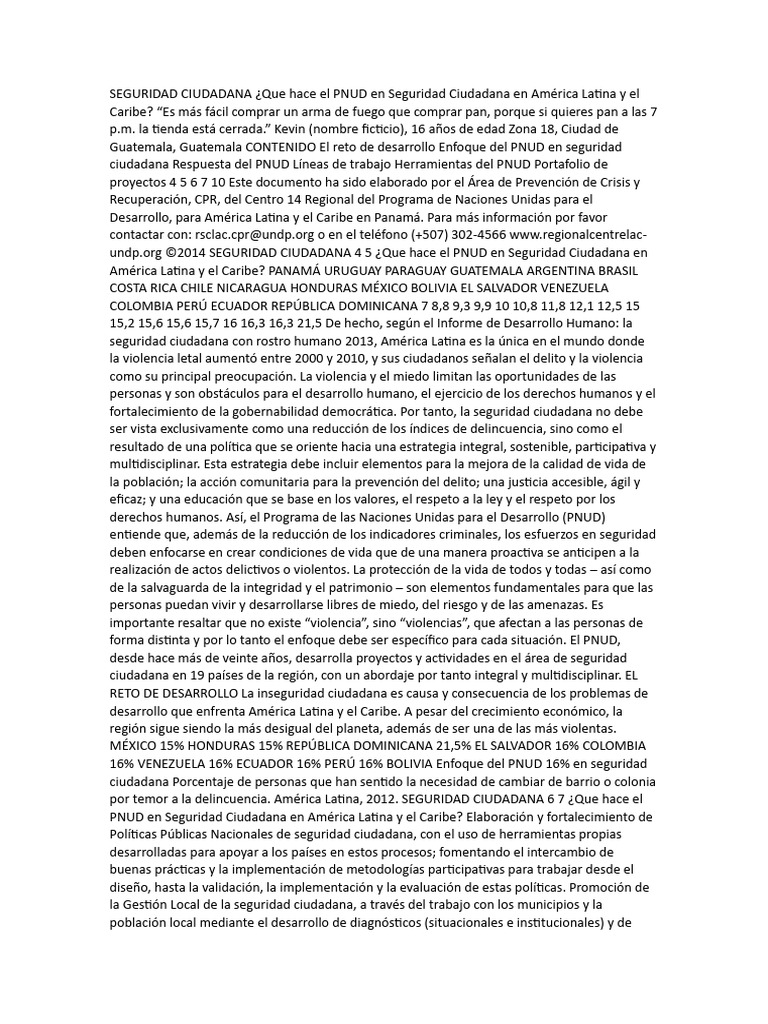 PNUD y Seguridad Ciudadana en América Latina | PDF | Valores | America ...