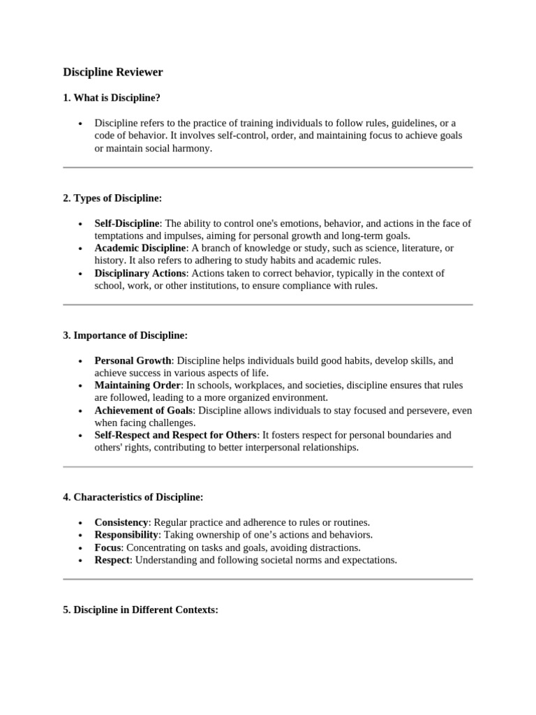 Understanding Discipline: Types & Importance | PDF