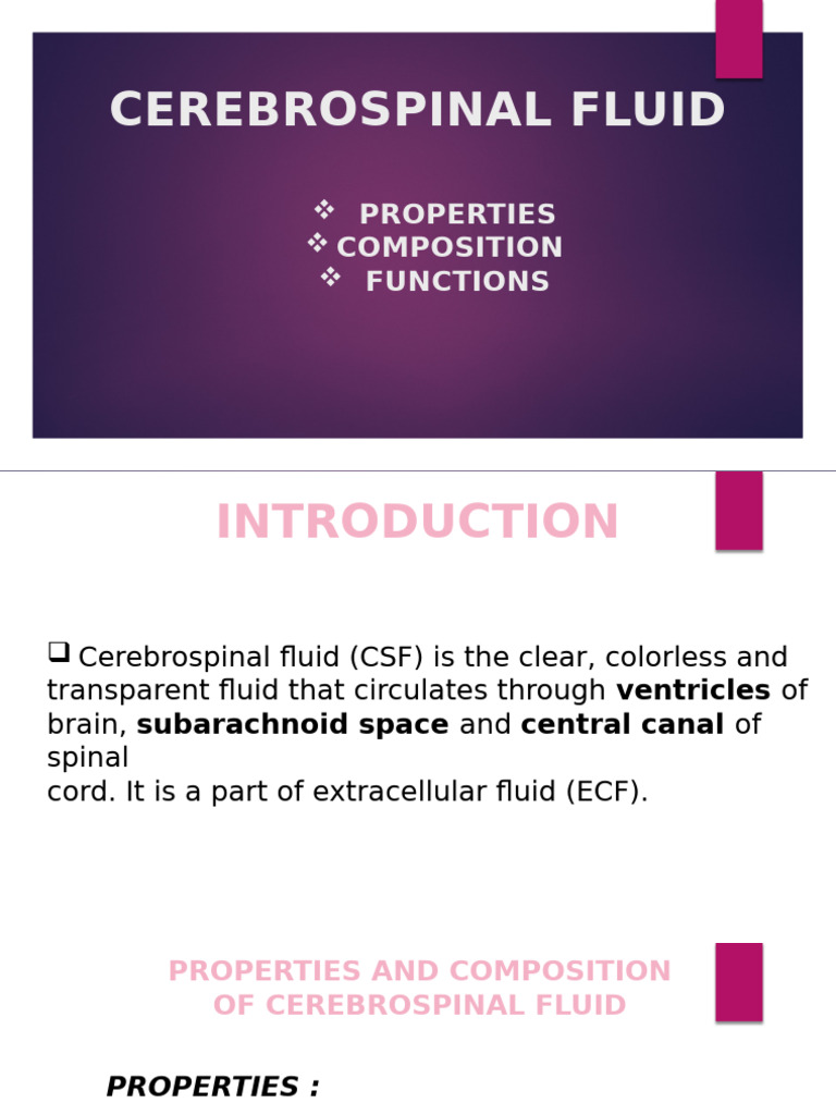 Overview of Cerebrospinal Fluid Functions | PDF