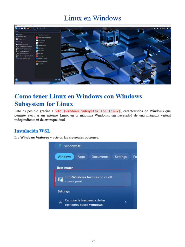 Instalación de Kali Linux en WSL | PDF | Microsoft Windows ...