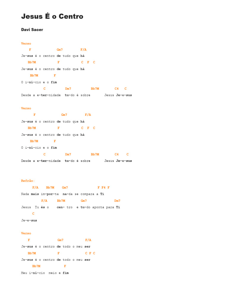 Jesus É o Centro Davi Sacer | PDF