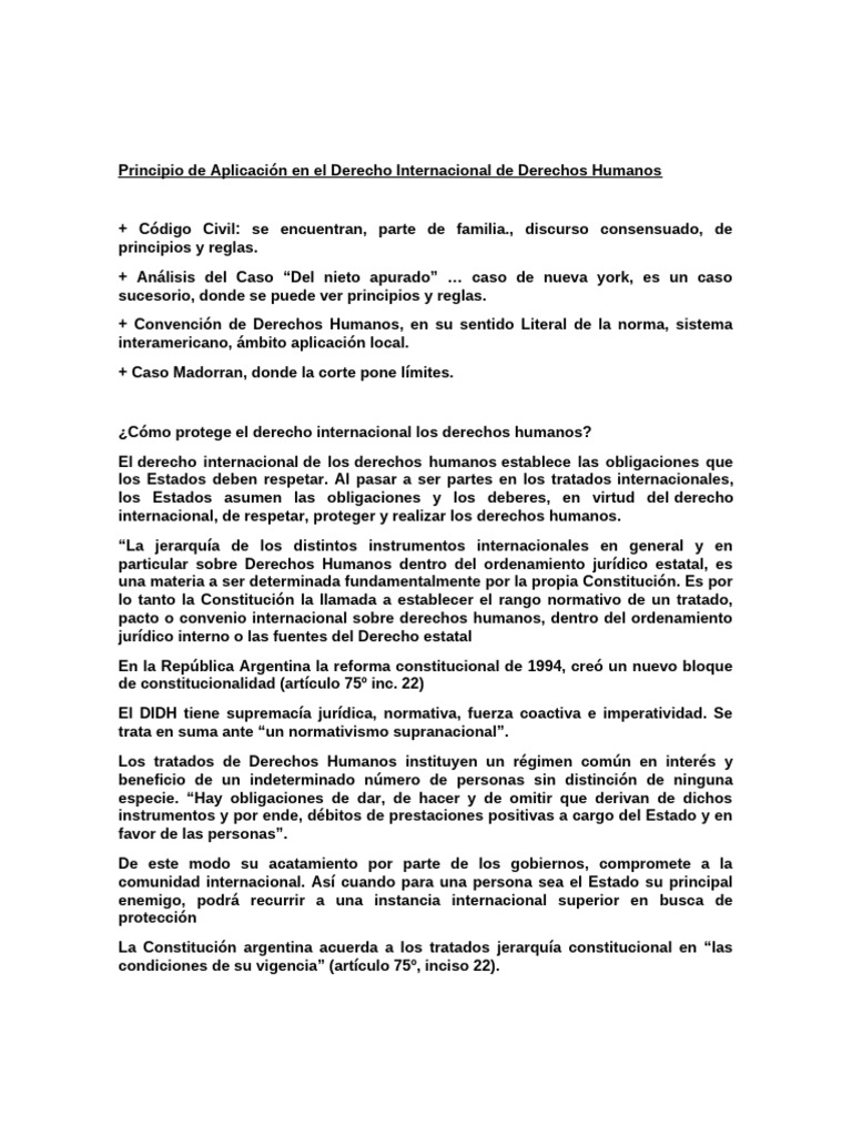 Principio de Aplicación en el Derecho Internacional de Derechos Humanos ...
