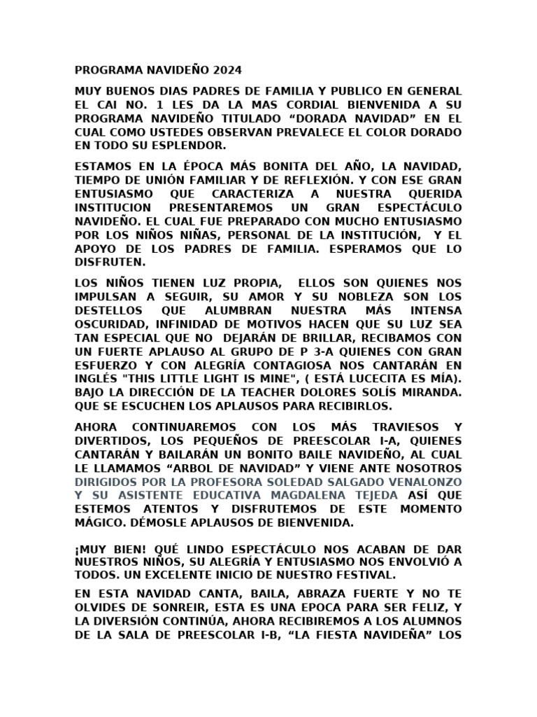Programa Navideño 2024: Dorada Navidad | PDF | Navidad
