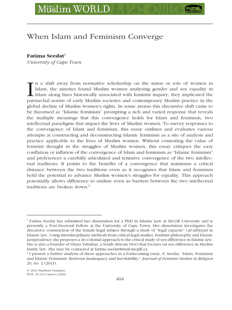 Convergence of Islam and Feminism | PDF | Feminism | Gender Studies