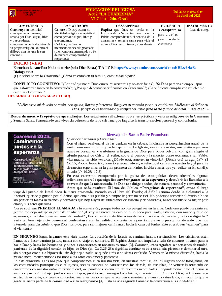 Compromisos para la Cuaresma 2023 | PDF | La resurrección de Jesús ...