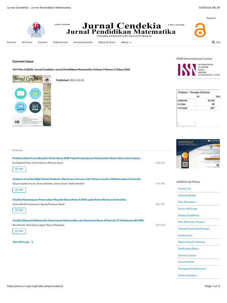Current Issue: Vol 9 No 2 (2025) : Jurnal Cendekia: Jurnal Pendidikan ...