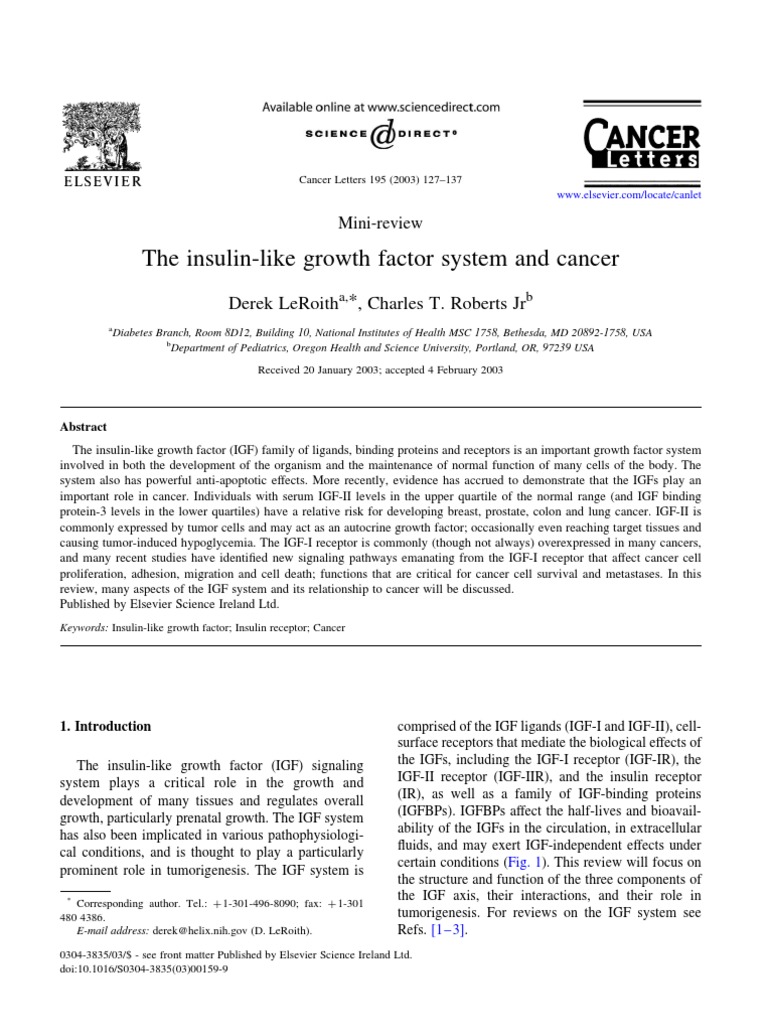 The Insulin-Like Growth Factor System and Cancer | PDF | Insulin Like ...
