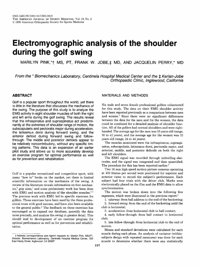 1990 - Electromyographic Analysis of The Shoulder | PDF | Shoulder ...