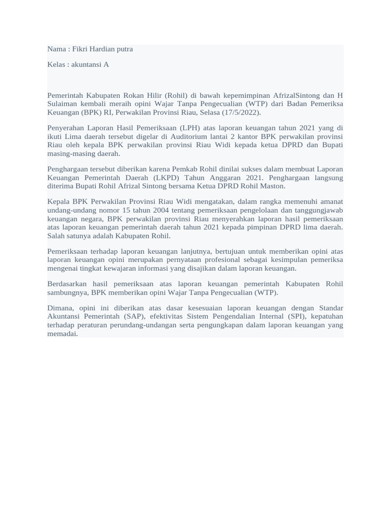 Audit Rokan Hilir | PDF