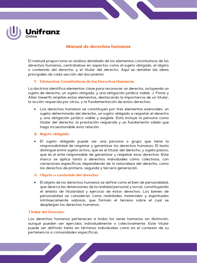 Elementos Clave de los Derechos Humanos | PDF | Derechos humanos | Derechos