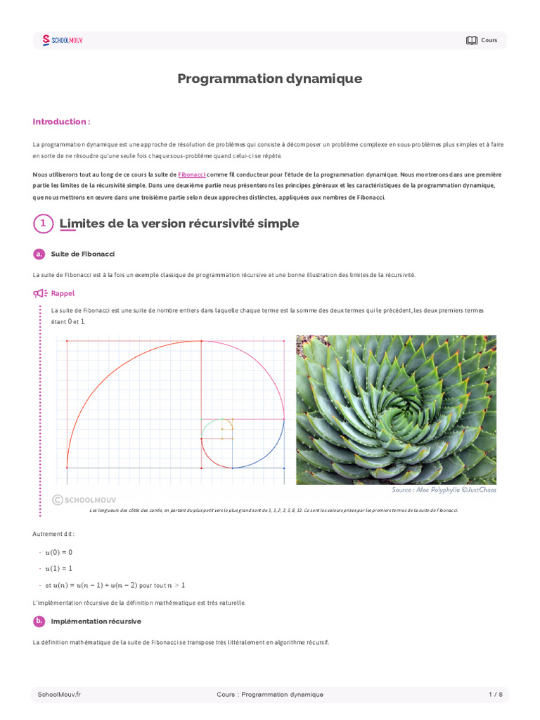Cours sur la Programmation Dynamique | PDF | Programmation dynamique ...