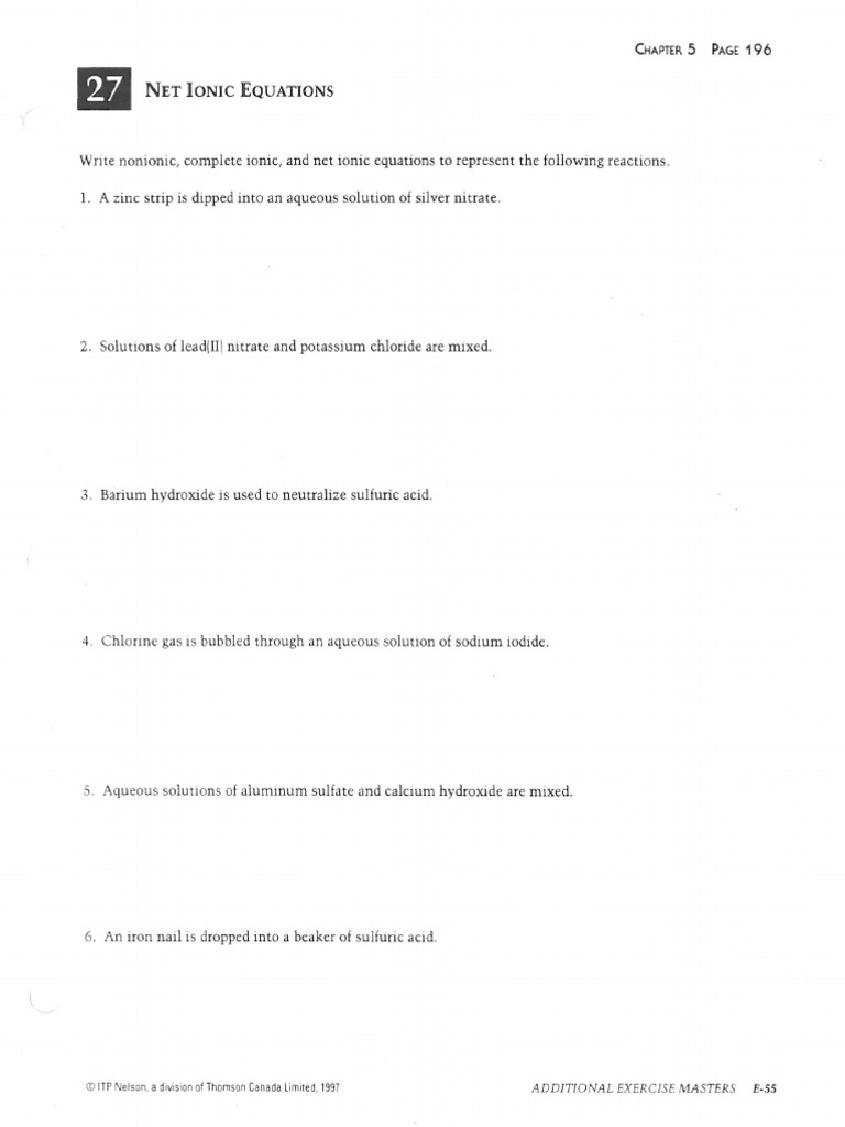 Net Ionic Equations | PDF