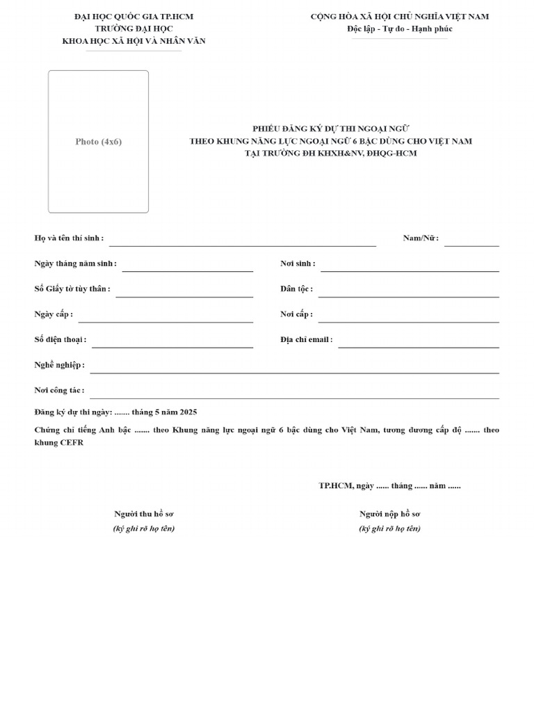 Phieu DKDT Vstep | PDF