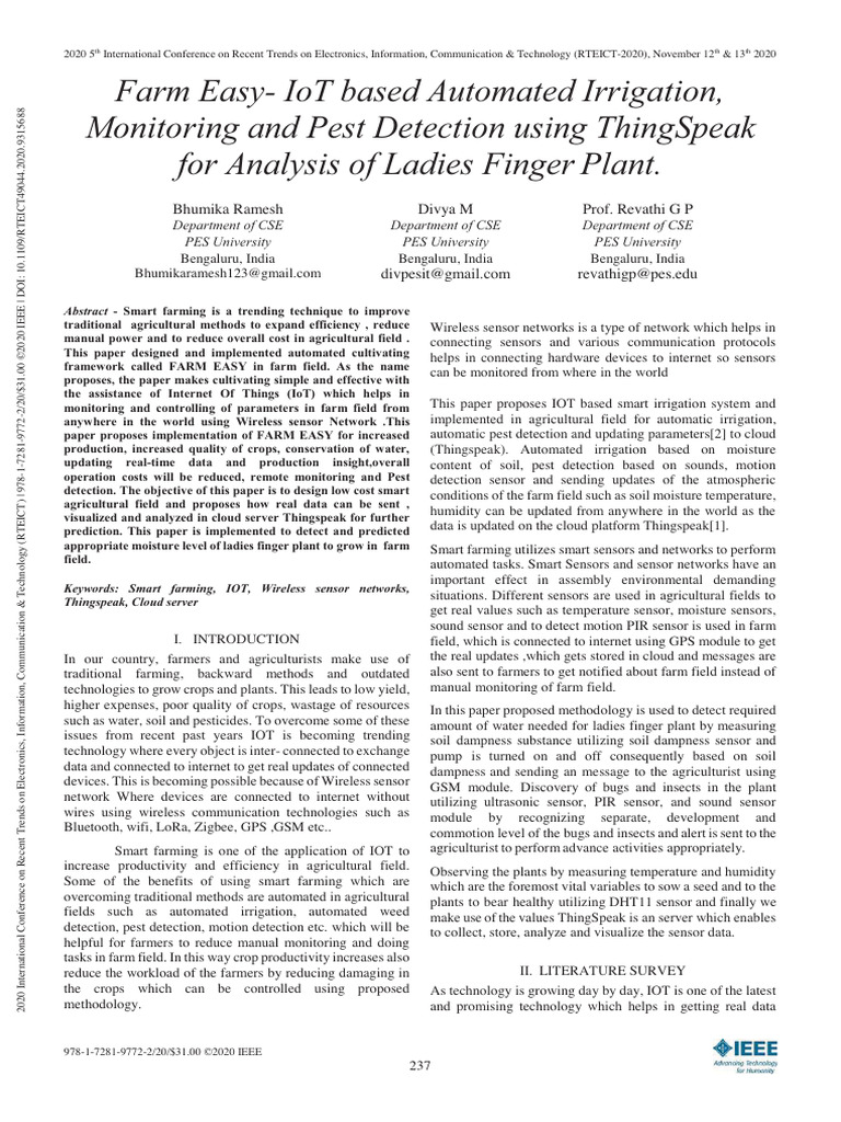Farm Easy - IoT Based Automated Irrigation - IEEE | PDF | Internet Of ...
