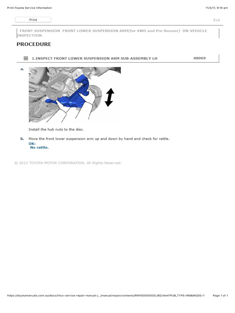Toyota Hilux Front Suspension Inspection Guide | PDF